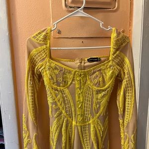 Sequin Yellow Mini Dress